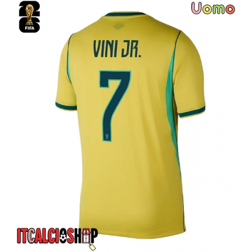 Brasile Vinicius Junior #7 Prima Maglia Mondiali 2026 Manica Corta